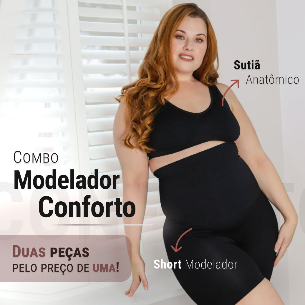 Combo: Short Modelador Slim Pro+ Sutiã Equilíbrio Fit