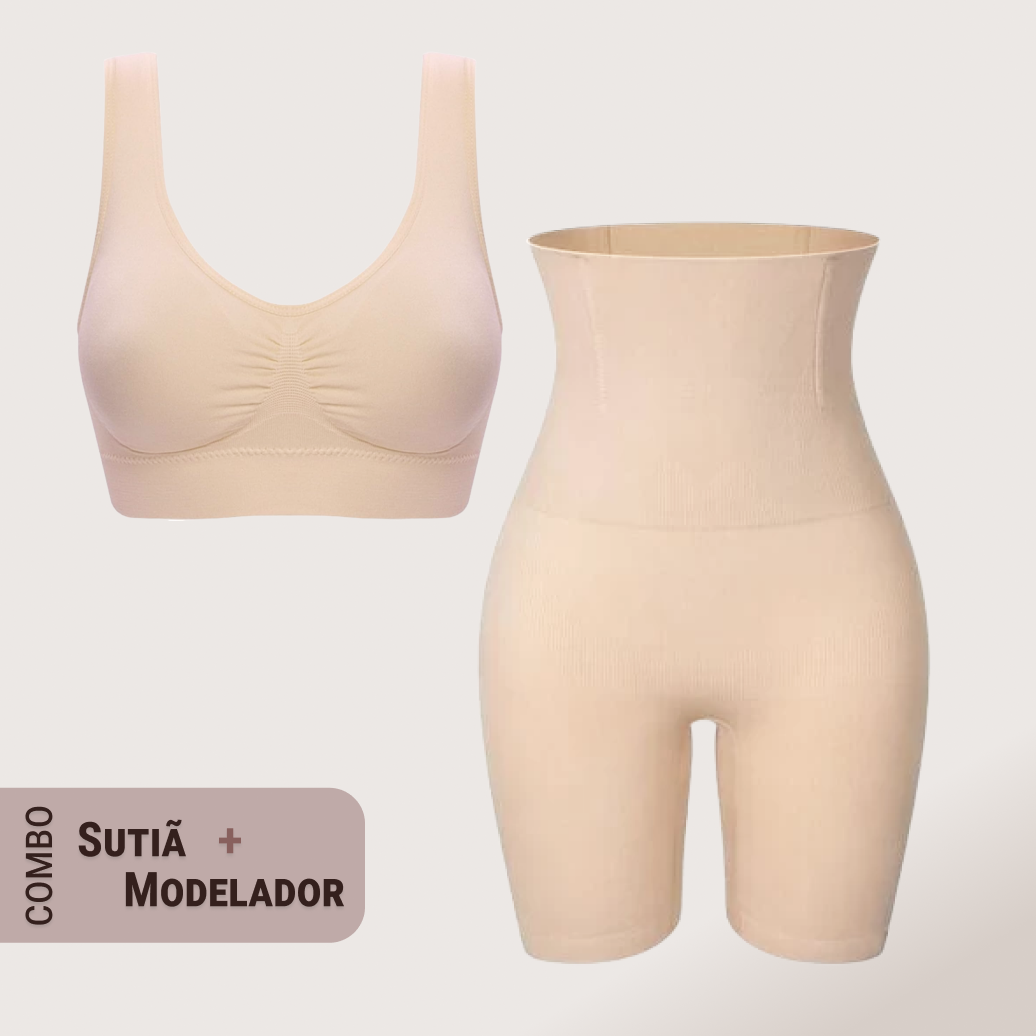 Combo: Short Modelador Slim Pro+ Sutiã Equilíbrio Fit