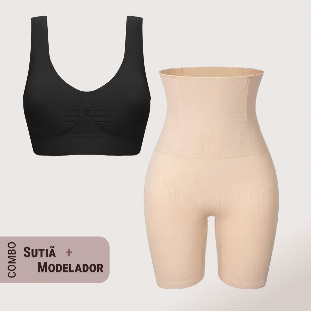 Combo: Short Modelador Slim Pro+ Sutiã Equilíbrio Fit