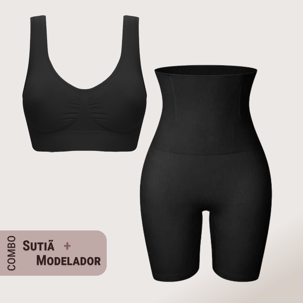 Combo: Short Modelador Slim Pro+ Sutiã Equilíbrio Fit