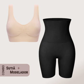 Combo: Short Modelador Slim Pro+ Sutiã Equilíbrio Fit